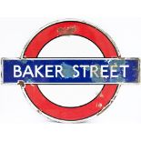 London Transport Underground enamel station target/bullseye sign BAKER STREET. One of the pre-war