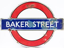 London Transport Underground enamel station target/bullseye sign BAKER STREET. One of the pre-war