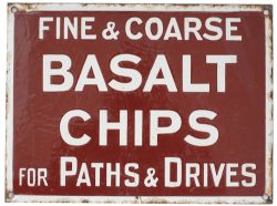 Advertising enamel FINE & COARSE BASALT CHIPS FOR PATHS & DRIVES. In very good condition, measures