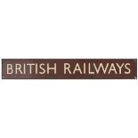 BR(W) enamel poster board heading BRITISH RAILWAYS measuring 27in x 4in. In very good condition with