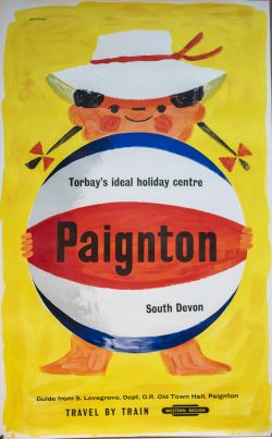 Poster BR(W) TORBAYS IDEAL HOLIDAY CENTRE PAIGNTON SOUTH DEVON by Eckersley. Double Royal 25in x