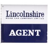 Bus motoring enamel LINCOLNSHIRE ROAD CAR COMPANY LIMITED AGENT, double sided with wall mounting