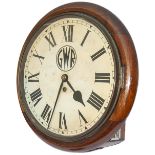 Great Western Railway 12 inch mahogany cased fusee railway clock with a rectangular plated wire