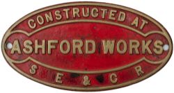 Worksplate CONSTRUCTED AT ASHFORD WORKS SE&CR ex Wainwright H Class 0-4-4 T built in 1907 and