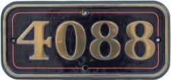 GWR brass cabside numberplate 4088 ex Dartmouth Castle. In nicely restored condition. See previous