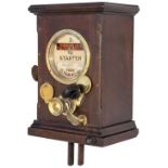 LSWR mahogany cased Sykes Lock and Block signal box instrument, dial marked 3 TO STARTER FROM