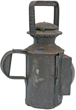 LYR 3 Aspect handlamp stamped in the side and drum latch slide LYR. Also stamped BLACKBURN PERMANENT