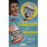 Poster BR(E) LOWESTOFT AND OULTON BROAD WHERE BROADLAND MEETS THE SEA. Double Royal 25in x 40in.