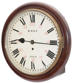 London Midland & Scottish Railway (possibly LYR) 12 inch mahogany cased fusee railway clock with a