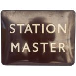 BR(W) FF enamel railway sign STATION MASTER measuring 24in x 18in. In excellent condition.