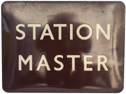 BR(W) FF enamel railway sign STATION MASTER measuring 24in x 18in. In excellent condition.