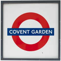 London Transport Underground rectangular enamel target/bullseye sign COVENT GARDEN. In very good