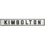 LMS signal box board KIMBOLTON from the former Midland Railway signal box between Huntingdon and