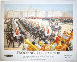 Poster BR(M) TROOPING THE COLOUR painted by the late Christopher Clark R.I. in 1932. Quad Royal 50in