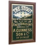 Advertising glass pub sign THE STOUT SOLD IN THIS ESTABLISHMENT A. GUINESS & SON OF DUBLIN