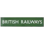 BR(S) Double Royal Poster Board Heading BRITISH RAILWAYS measuring 27in x 5.75in. In very good