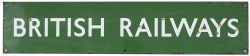 BR(S) Double Royal Poster Board Heading BRITISH RAILWAYS measuring 27in x 5.75in. In very good