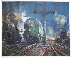 Poster BR(M) NIGHT FREIGHT by Terence Cuneo. Quad Royal 40in x 50in. In very good condition with
