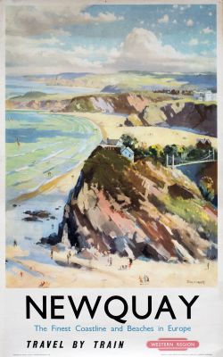 Poster BR(W) NEWQUAY THE FINEST COASTLINE AND BEACHES IN EUROPE by Jack Merriott. Double Royal