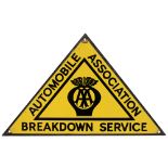 Motoring enamel sign AUTOMOBILE ASSOCIATION BREAKDOWN SERVICE. Measures 12in x 7.5in and is in