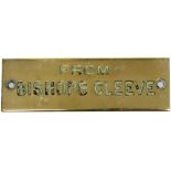 GWR machine engraved brass shelfplate FROM BISHOPS CLEEVE. In very good condition with original