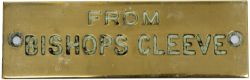 GWR machine engraved brass shelfplate FROM BISHOPS CLEEVE. In very good condition with original