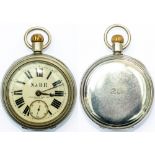 Neath & Brecon Railway nickel cased pocket watch with American Waltham Watch Co 15 jewel movement