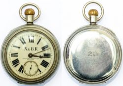 Neath & Brecon Railway nickel cased pocket watch with American Waltham Watch Co 15 jewel movement