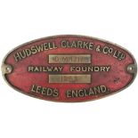 Worksplate HUDSWELL CLARKE & CO LTD RAILWAY FOUNDRY LEEDS ENGLAND DM 1317 1963 ex 0-6-0 double ended