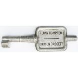GWR/BR-W Tyers No9 single line aluminium key token FENNY COMPTON - BURTON DASSETT, configuration