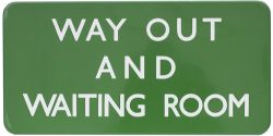 BR(S) FF enamel railway sign WAY OUT AND WAITING ROOM measuring 24in x 12in. In excellent