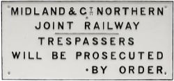 M&GN cast iron TRESPASS sign removed by the vendor from Murrow East. Nicely face restored measures