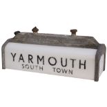 LNER platform lamp YARMOUTH SOUTH TOWN from the Great Eastern Railway terminus station. Cast