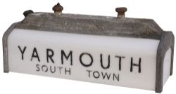 LNER platform lamp YARMOUTH SOUTH TOWN from the Great Eastern Railway terminus station. Cast