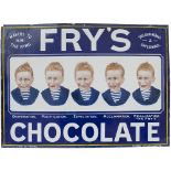 Advertising enamel sign FRY'S CHOCOLATE depicting the famous 5 boys in colour. A few areas of