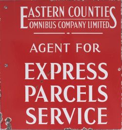 Bus motoring double sided enamel EASTERN COUNTIES OMNIBUS COMPANY LIMITED AGENT FOR EXPRESS