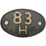 Shedplate 83H Plymouth Friary 1958-1963 with a sub shed of Callington. Lightly face cleaned with