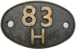 Shedplate 83H Plymouth Friary 1958-1963 with a sub shed of Callington. Lightly face cleaned with