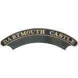 Nameplate DARTMOUTH CASTLE ex Great Western Railway Collett Castle 4-6-0 built at Swindon in 1925