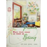 Advertising screen printed tinplate sign C.W.S. PAINTS MAKE YOUR HOME AS FRESH AS SPRING. C.W.S.