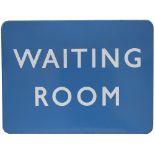 BR(SC) FF enamel railway sign WAITING ROOM measuring 24in x 18in. In very good condition with