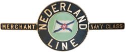 Nameplate NEDERLAND LINE ex SR Bullied Merchant Navy 4-6-2 built at Eastleigh in 1945 and numbered