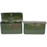 A pair of GWR No5 locomotive steel Tool Boxes. Both nicely restored and measure 19.5in x 8in x 10in.