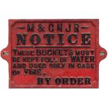 M&GN cast iron FIRE BUCKETS notice removed by the vendor from Wisbech St Mary goods shed. In good