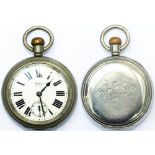 South Eastern & Chatham Railway nickel cased pocket watch with American Waltham Watch Co 15 jewel