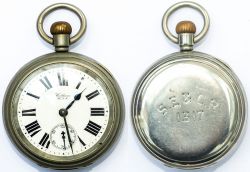 South Eastern & Chatham Railway nickel cased pocket watch with American Waltham Watch Co 15 jewel