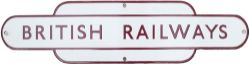 BR(M) enamel totem shaped Poster Board Heading BRITISH RAILWAYS. Measures 16.25in x 4in and is in