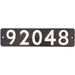 Smokebox numberplate 92048 ex Riddles Class 9F 2-10-0 built at Crewe in 1955. Allocations included