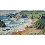 Carriage print NORTH CORNWALL by Adrian Allinson from the Southern Railway Series. In very good