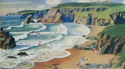 Carriage print NORTH CORNWALL by Adrian Allinson from the Southern Railway Series. In very good